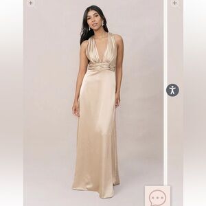 Revelry Gold Champagne - Dylan Satin Dress